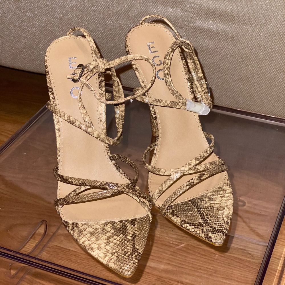 Nude Snake Print Heels - Picture 2 of 6